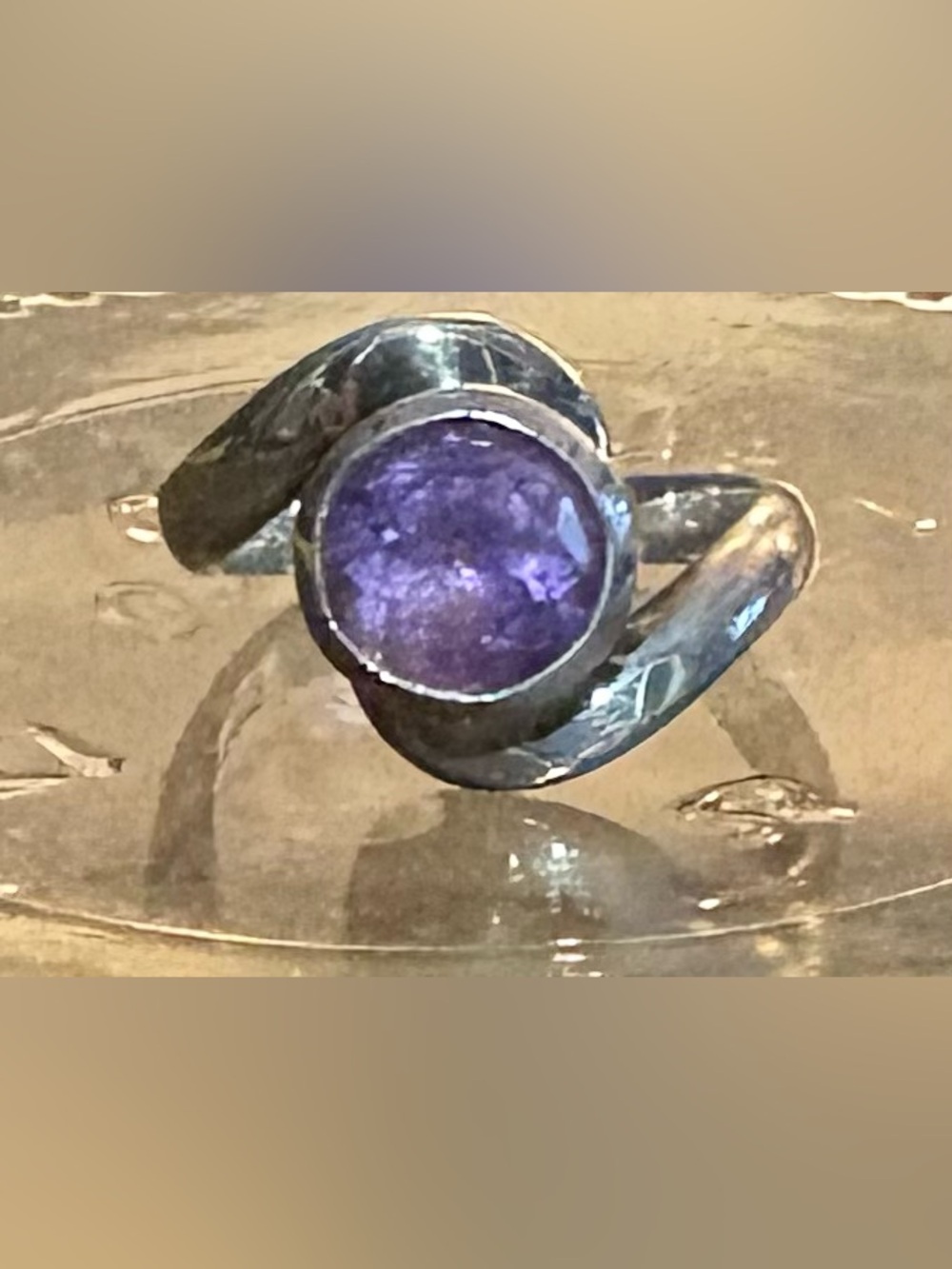 Vintage 925 Sterling Silver snd Amethyst Gemstone Women's Ring, 5.5